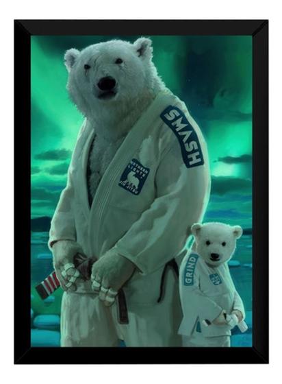 Imagem de Quadro Jiu Jitsu Decoração Dojo Arte Urso Polar Pai & Filho