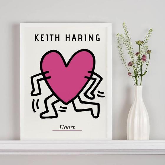 Imagem de Quadro Keith Haring - The Heart 24x18cm - com vidro