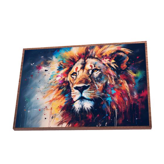 Imagem de Quadro Leão Pop Art Canvas Sem Vidro