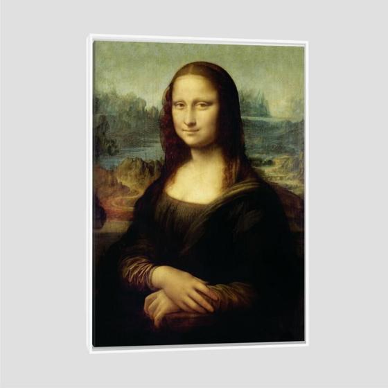 Imagem de Quadro Leonardo Da Vinci Mona Lisa Tela Moldura Branca 45X30Cm