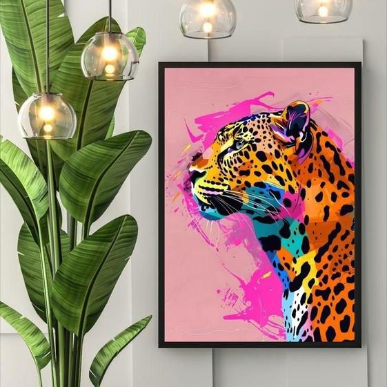 Imagem de Quadro Leopardo Fashion Colors 45X34Cm