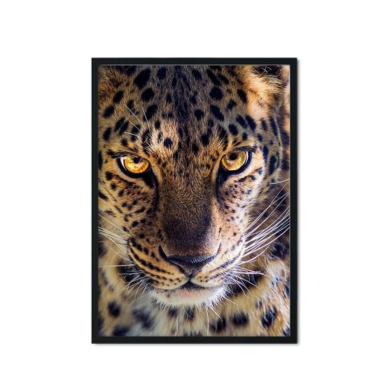 Imagem de Quadro Leopardo Rosto Animal Sala Quarto Escritório 43x63