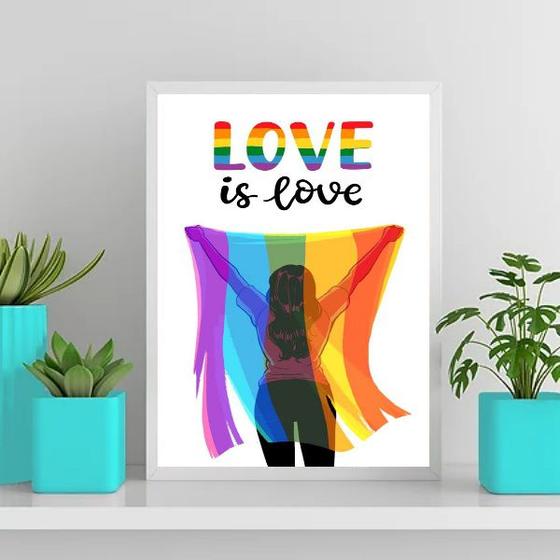 Imagem de Quadro Lésbica Bandeira Love Is Love 33x24cm