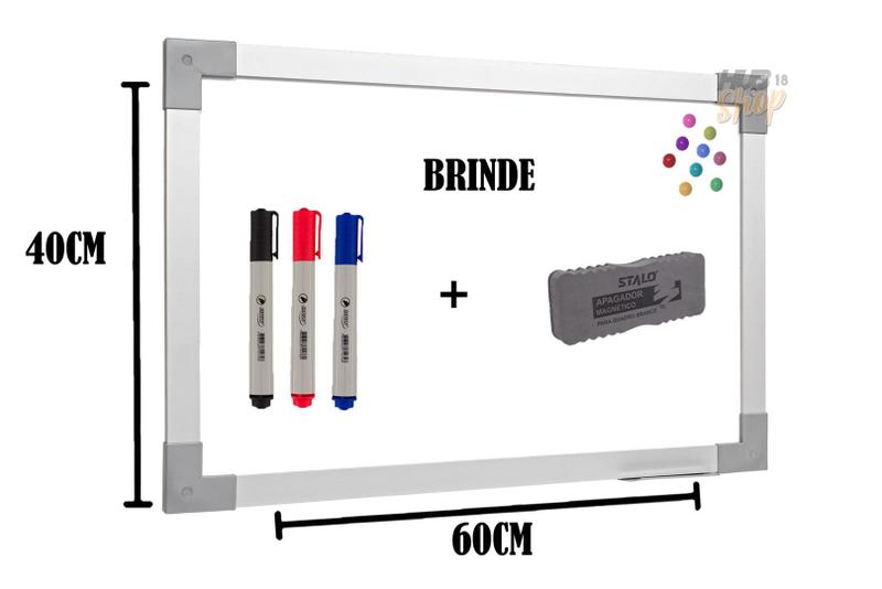 Imagem de Quadro Lousa Branco Magnético Color 60X40 Mol Aluminio Stalo
