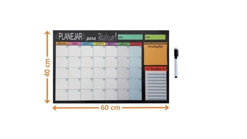 Quadro Lousa Planejador Temático Mensal 40x60cm Com Imãs e Caneta Menor preço em Quadro Lousa Planejador Temático Mensal 40x60cm Com Imãs e Caneta