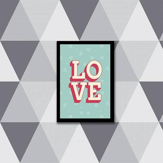 Imagem de Quadro Love Fundo Verde 45x34cm - com vidro