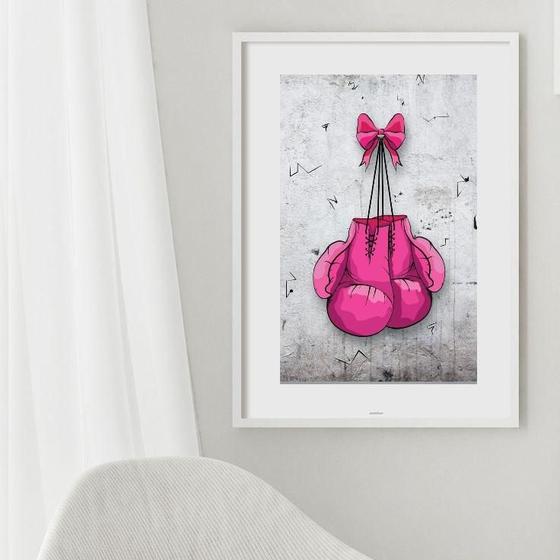 Imagem de Quadro Luvas De Boxe Rosa - 60X48Cm