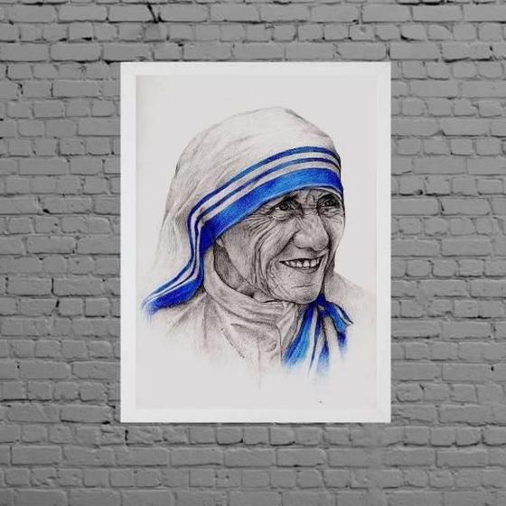 Imagem de Quadro Madre Teresa De Calcutá 45X34Cm Vidro Moldura Preta