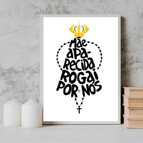 Imagem de Quadro Mãe Aparecida Rogai Por Nós 45X34Cm - Com Vidro