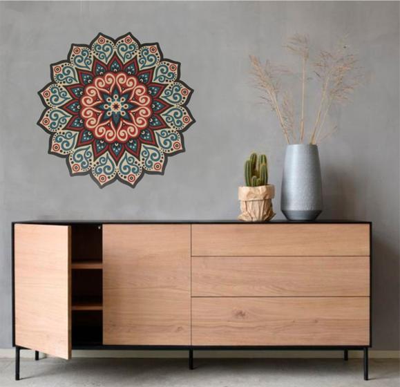 Quadro Mandala Decorativo Parede Verde e Vermelho Mdf Menor preço em Quadro Mandala Decorativo Parede Verde e Vermelho Mdf
