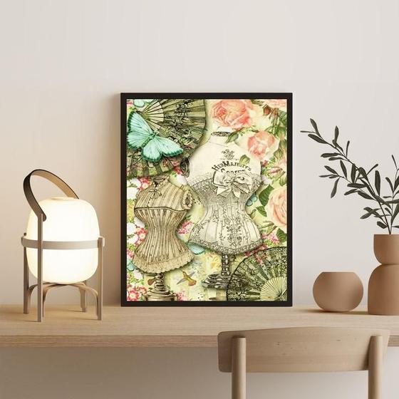 Imagem de Quadro Manequins De Costura Com Flores 45X34Cm - Com Vidro
