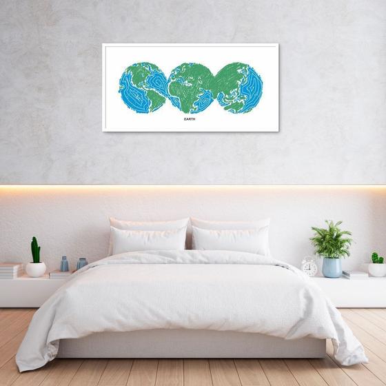 Imagem de Quadro Mapa Mundi Globos Draw Art 100x50 Caixa Branco Moldura Caixa, Branca