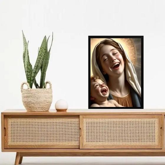 Imagem de Quadro Maria e Menino Jesus Sorrindo 24x18cm