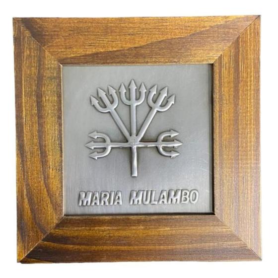Imagem de Quadro Maria Mulambo Madeira Imbuia e Metal 14,5x14,5cm