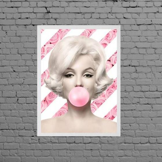 Imagem de Quadro Marilyn Bubble Gum Floral 24x18cm