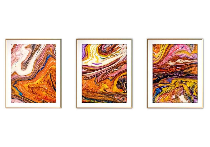 Imagem de Quadro mdf 30x66 dourado formas abstratas mod 142