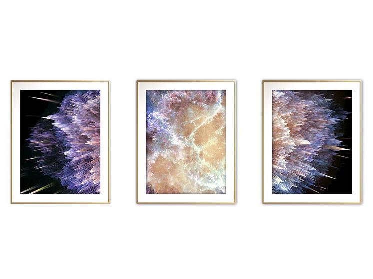 Imagem de Quadro mdf 30x66 dourado formas abstratas mod 222