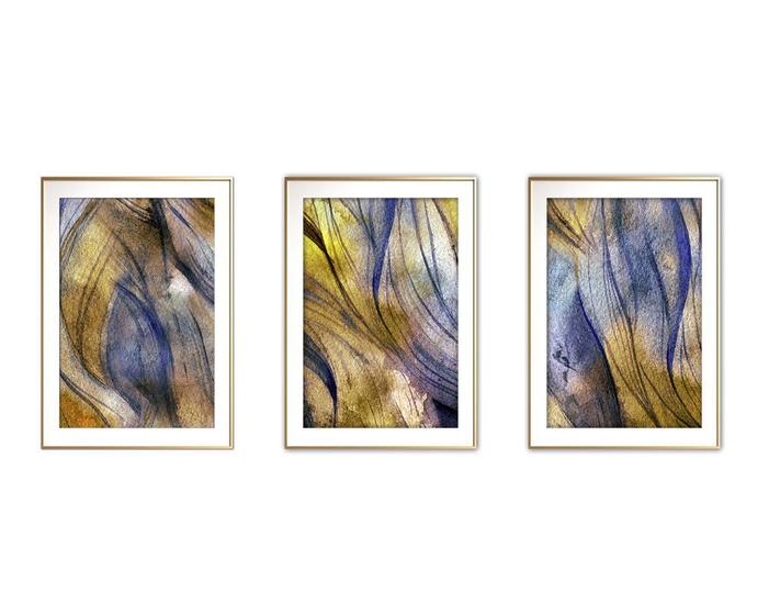 Imagem de Quadro mdf 30x66 dourado formas abstratas mod 30