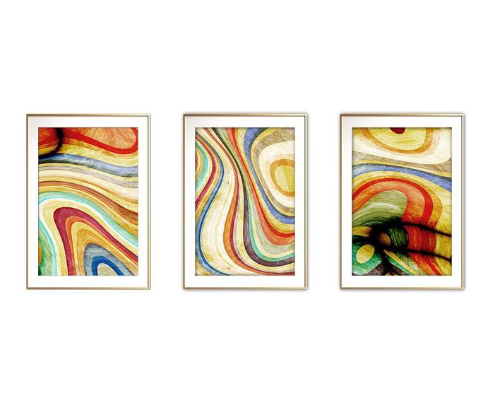 Imagem de Quadro mdf 45x96 dourado formas abstratas mod 127