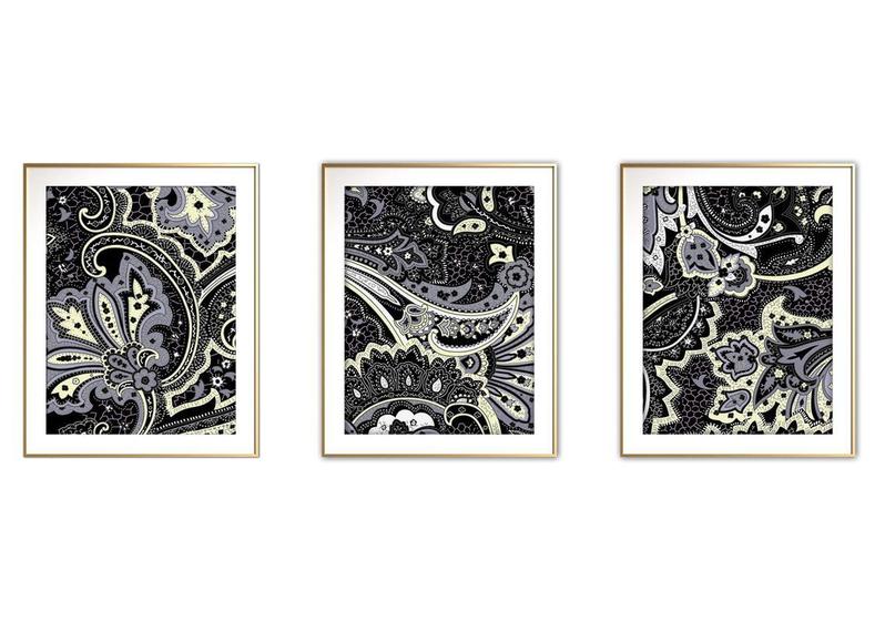 Imagem de Quadro mdf 45x96 dourado formas abstratas mod 258