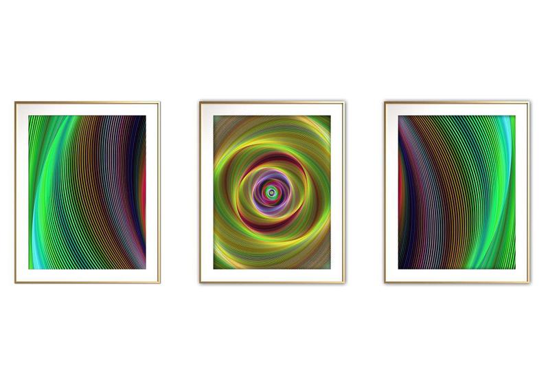 Imagem de Quadro mdf 55x110 dourado formas abstratas mod 133