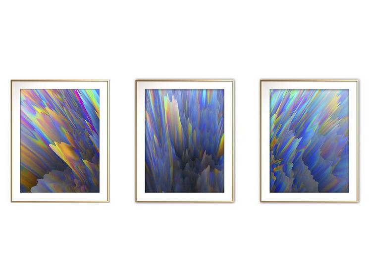 Imagem de Quadro mdf 68x126 dourado formas abstratas mod 207