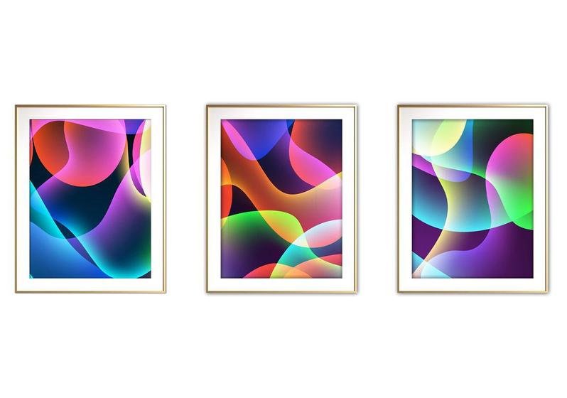 Imagem de Quadro mdf 80x140 dourado formas abstratas mod 257