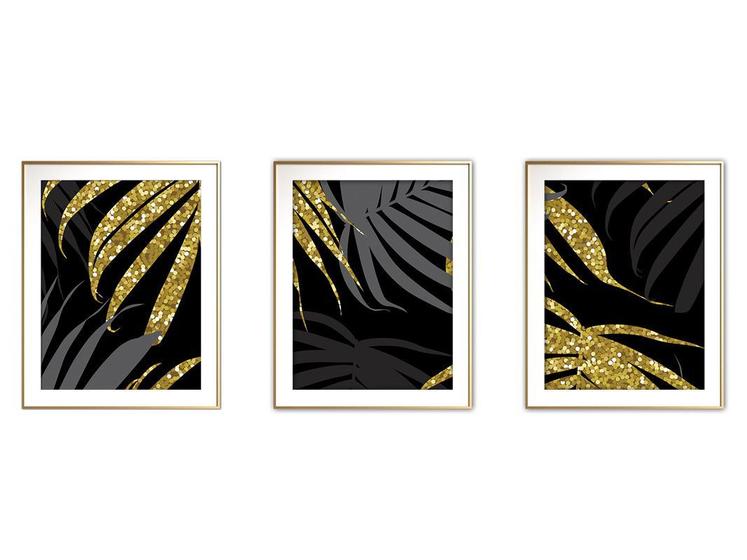 Imagem de Quadro mdf délicat dourado 68x126 folhas tropicais mod 90