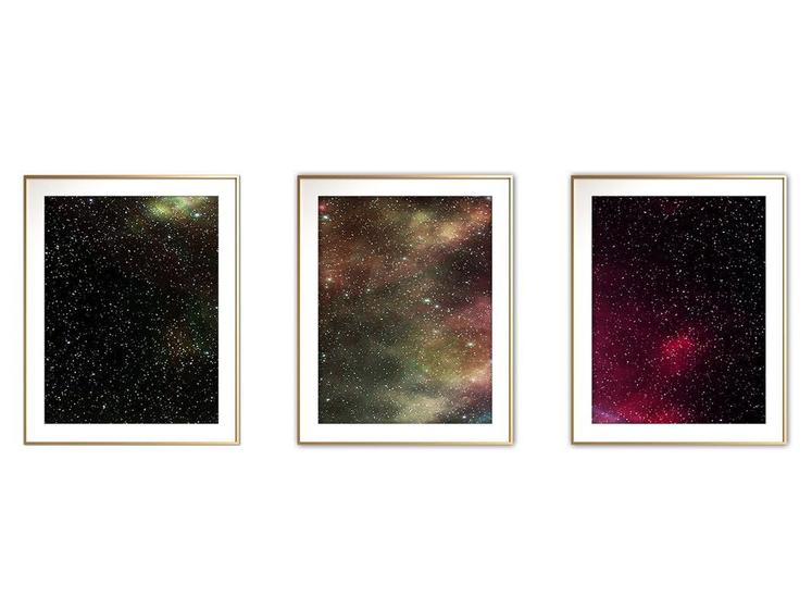 Imagem de Quadro mdf dourado 68x126 universo colorido mod 191