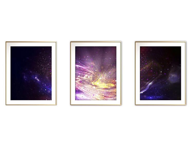 Imagem de Quadro mdf dourado 68x126 universo colorido mod 270