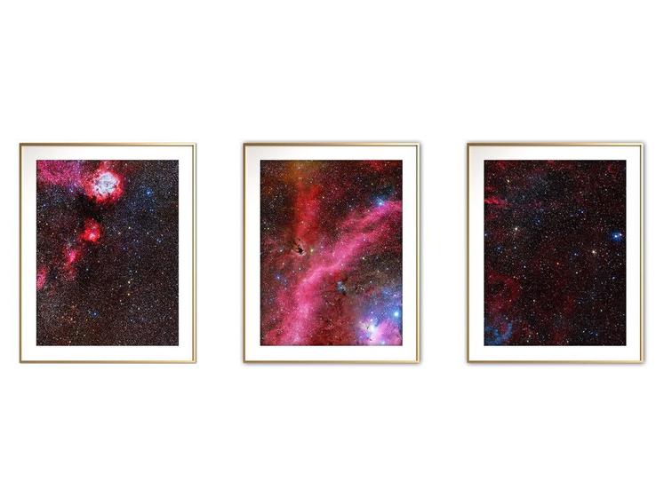 Imagem de Quadro mdf dourado 68x126 universo colorido mod 73