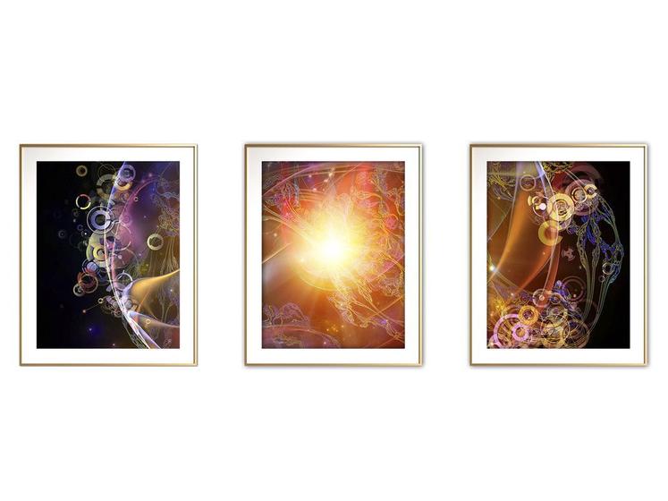 Imagem de Quadro mdf dourado 80x140 universo colorido mod 55