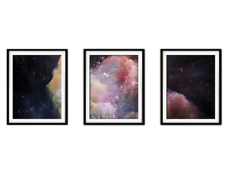 Imagem de Quadro mdf preto 30x66 universo colorido mod 271