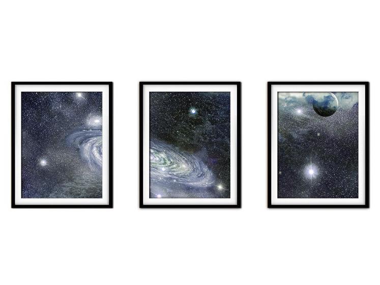 Imagem de Quadro mdf preto 45x96 universo colorido mod 76