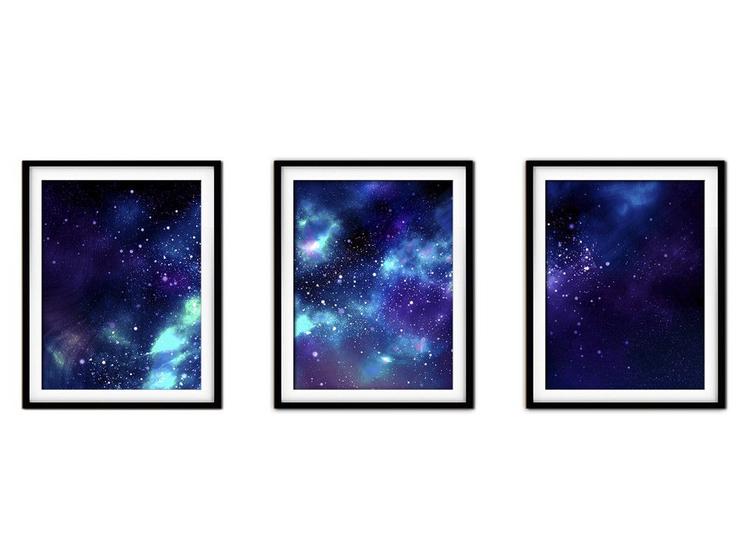 Imagem de Quadro mdf preto 55x110 universo colorido mod 238