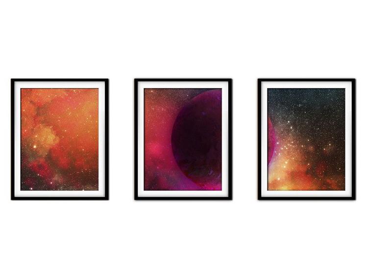 Imagem de Quadro mdf preto 55x110 universo colorido mod 42