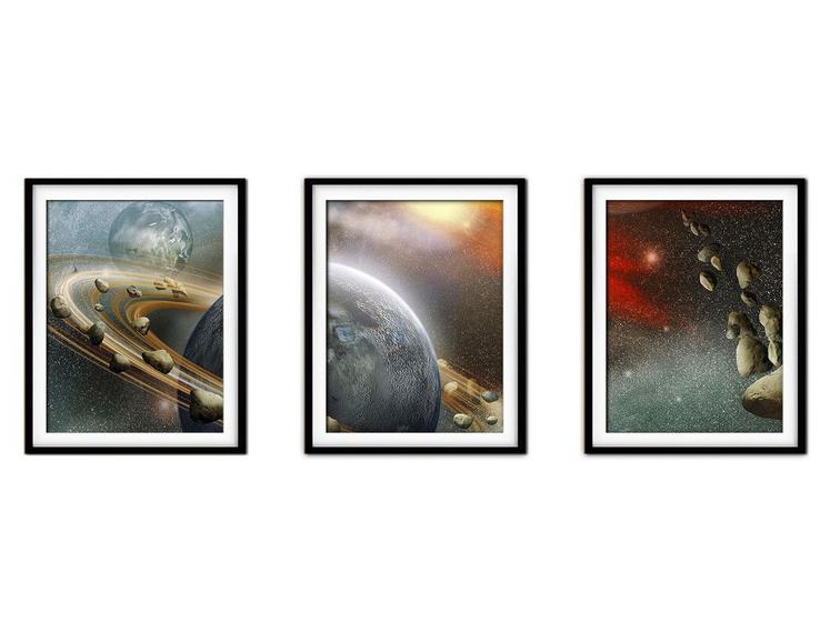 Imagem de Quadro mdf preto 68x126 universo colorido mod 71