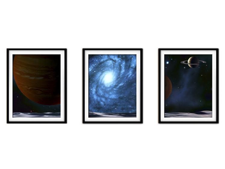 Imagem de Quadro mdf preto 80x140 universo colorido mod 132