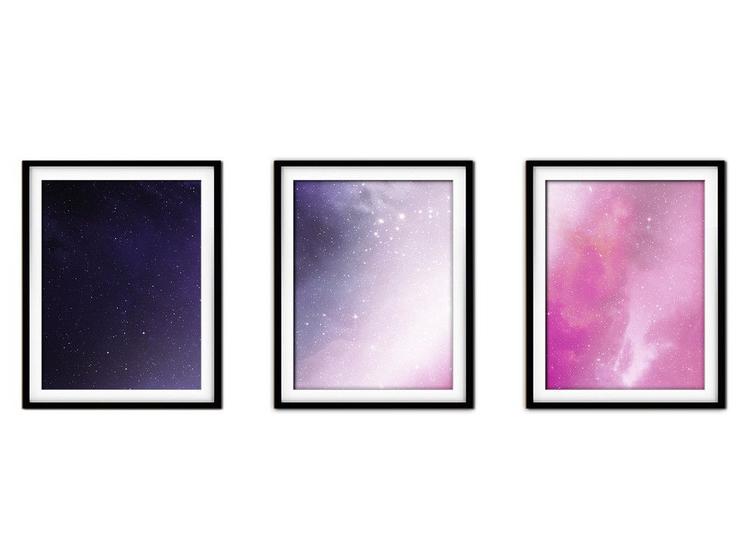 Imagem de Quadro mdf preto 80x140 universo colorido mod 182