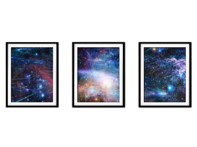 Imagem de Quadro mdf preto 80x140 universo colorido mod 216