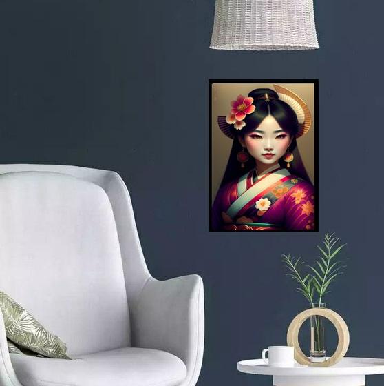 Imagem de Quadro Menina Gueixa 33x24cm - com vidro