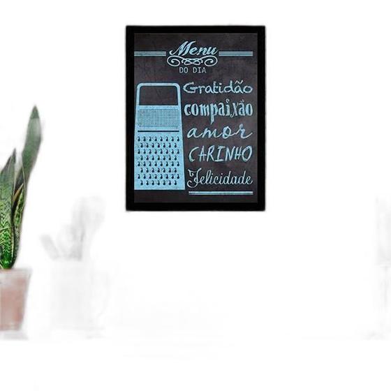 Imagem de Quadro Menu Do Dia: Gratidão E Amor 24X18 Com Vidro - Preta