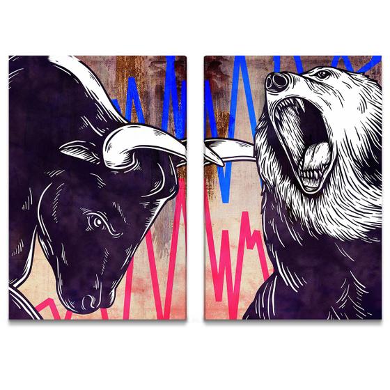 Imagem de Quadro Mercado Financeiro Touro e Urso Wall Street A batalha