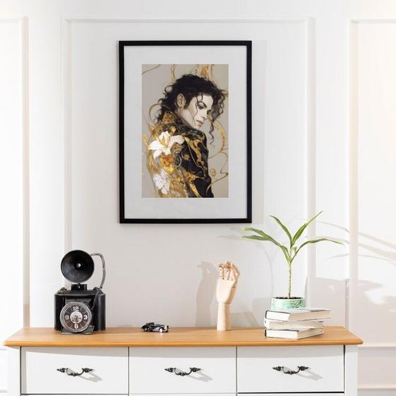 Imagem de Quadro Michael Jackson Flores - 60x48cm