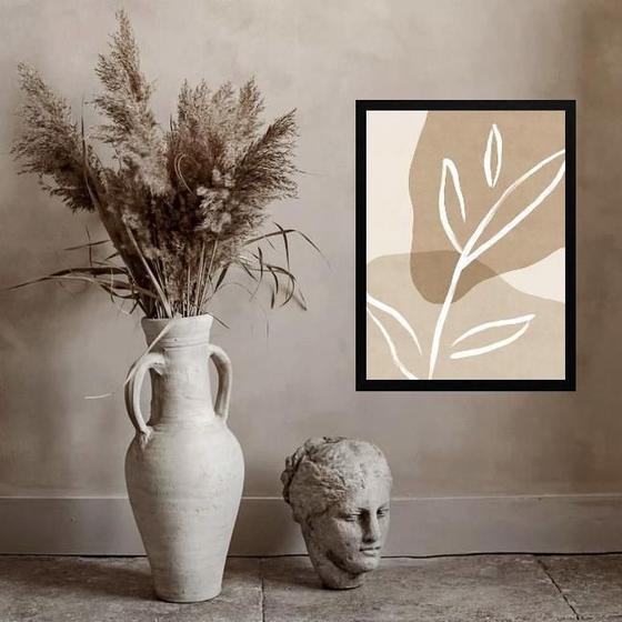 Imagem de Quadro Minimalista Bege - Simple Leaf 33X24Cm - Com Vidro