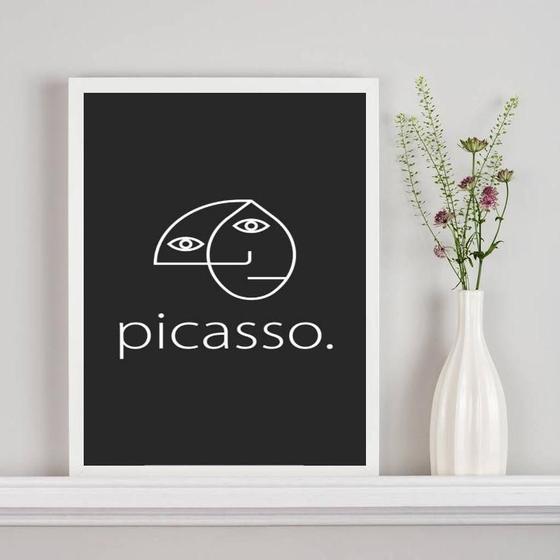 Imagem de Quadro Minimalista Fundo Preto Picasso 24X18Cm - Com Vidro