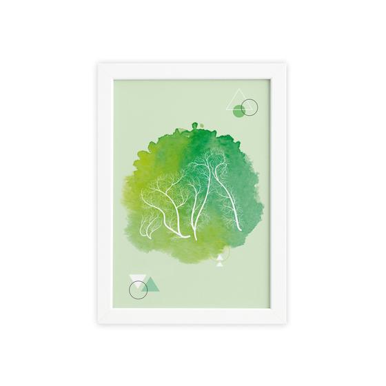 Imagem de Quadro Minimalista Safari Gorila Verde Moldura Branca 22x32