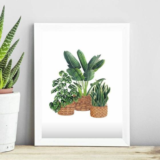 Imagem de Quadro Minimalista Vaso De Plantas 33x24cm - com vidro