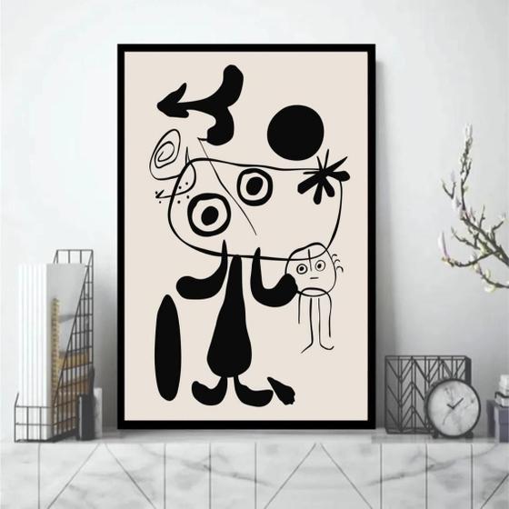Imagem de Quadro Miró Preto E Branco 33X24Cm - Com Vidro
