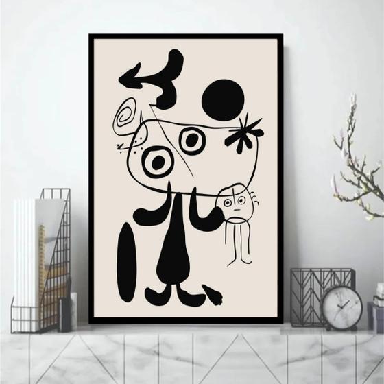 Imagem de Quadro Miró Preto e Branco 33x24cm - com vidro